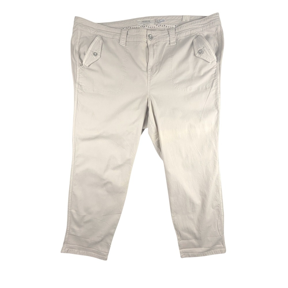 Torrid Cropped Pants Womens 24 Beige Stretch Cotton Chino Casual NWOT